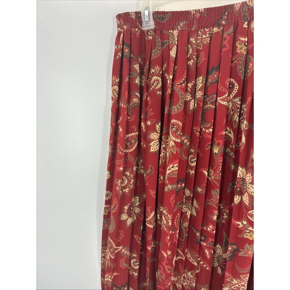 Alfred Dunner Womens Skirt Size 16 Red Floral Print Midi Pleated Pull On - Picture 2 of 6